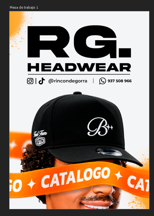 Portada RG Headwear estilo urbano naranja y negro